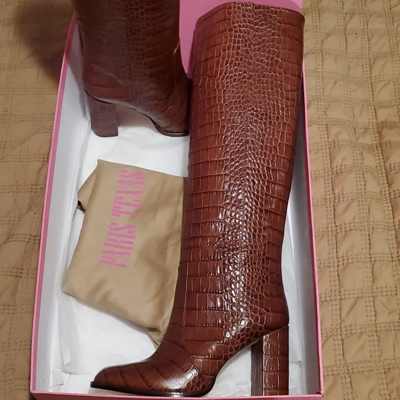 NEW Paris Texas- Leather Knee High Boot (Crocodile Print)